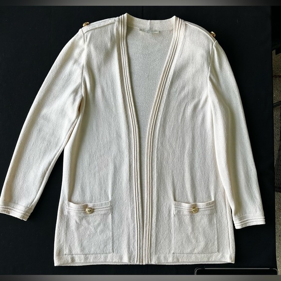 Vintage St John Santana Cardigan. Dark Cream color. Sz. L. - Picture 5 of 11